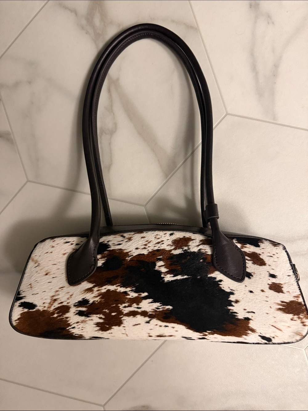House of Harlow 1960 Cowhide Shoulder Bag in Brown, Black and White